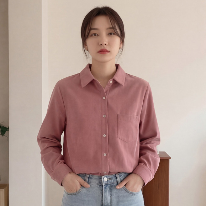 B178-2 오솔드 빅사이즈 여성 루즈핏 코듀로이 셔츠 봄가을용