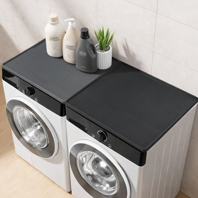 데일리오 실리콘 세탁기 건조기 상판 보호 덮개 매트, 블랙