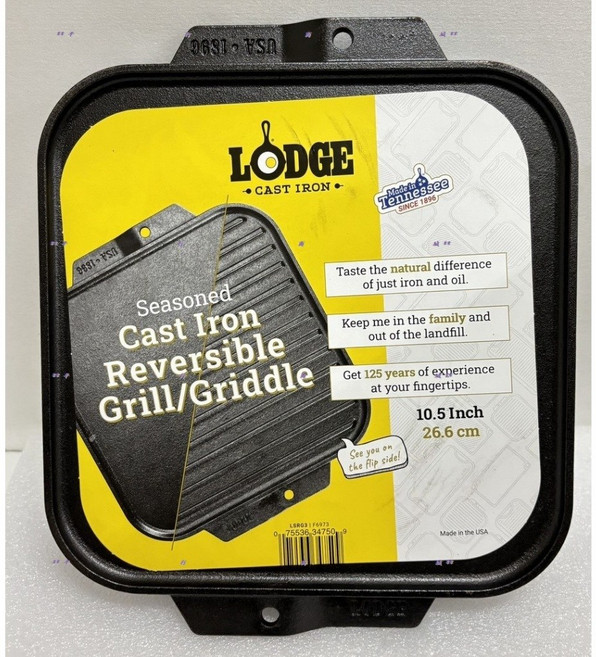 Lodge 雙面鑄鐵煎烤盤 10.5吋 鑄鐵鍋, 1個