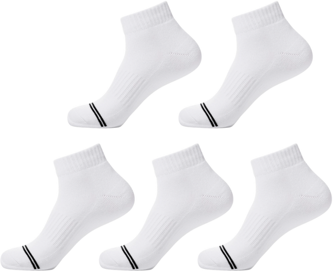 [5켤레 세트] 리카타 국산 벨로핏 고급 단목 양말 스포츠 운동 골프 쿠션양말, 여성 화이트, 1세트