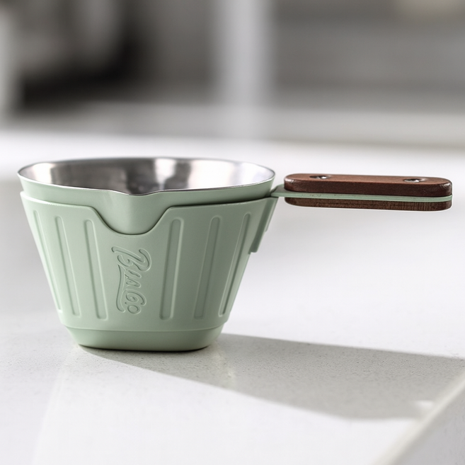 이태리 Bincoo 스테인레스 에스프레소 계량컵 2중 2025년 신형, 1세트, 그린