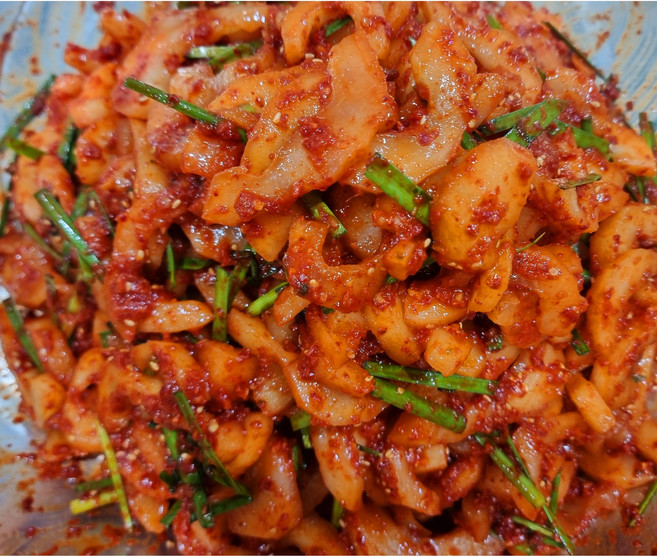 고향의 맛! (엄니손맛) 전라도 국내산 수제 노각오이김치 (노랑오이), 1개, 500g