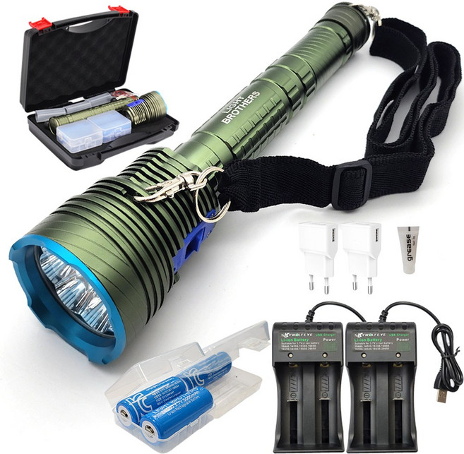 BENONE 베논 괴물밝기 9구 방수 수중랜턴 L2 x 9 14400루멘 잠수 다이버 해루질랜턴 배터리 충전기 포함 풀세트, 1세트, 방수가능, 9구 수중랜턴 풀세트