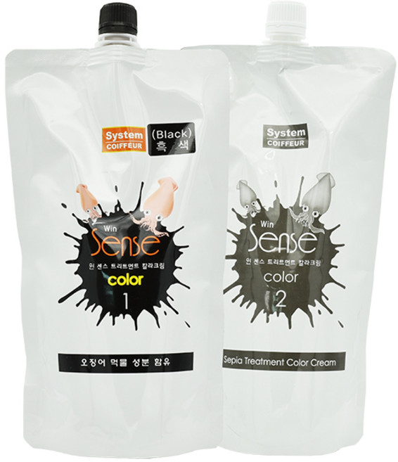 DK/디케이 센스 오징어 먹물 칼라 크림 500ml/염색약/딕슨, 블랙, 1개