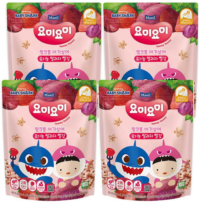 매일 요미요미 유기농 쌀과자 빨강 2단계, 25g, 4개