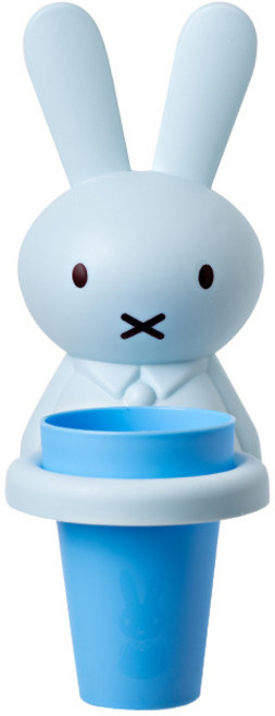 무타공 캐릭터 칫솔 컵 걸이 거치대 케이스 통 칫솔꽂이 면도기 보관함, 1개, 파랑토끼