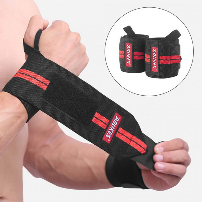 텐시유메 헬스 스트랩 긴 손목보호대 2p, 1세트, 레드