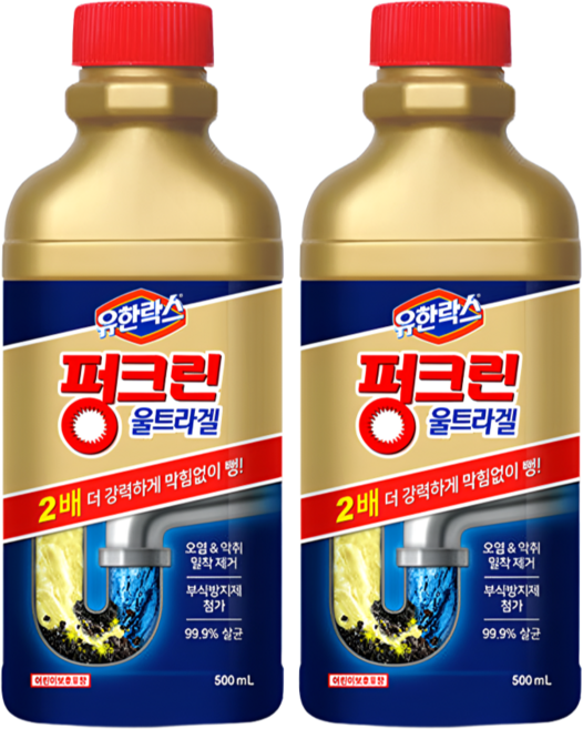 유한락스 펑크린 울트라겔 세면대세정제 배수구클리너 500mlX2개