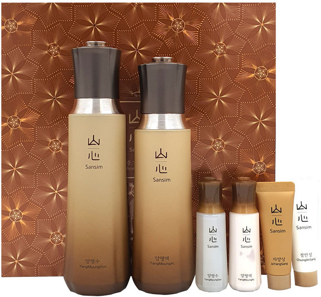 한국화장품 산심 양명2종세트+산심 기품견본5종세트+효움 미용비누15개 지급, 1세트