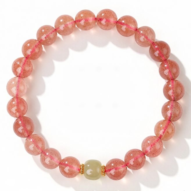 여성팔찌 재물운 행운 건강 천연소재 자수정 딸기수정 염주 8 mm