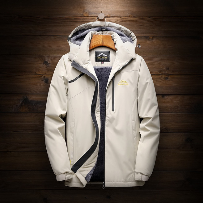 OUTDOORSPORT 男女款加絨加厚衝鋒外套 防風防水保暖 戶外登山情侶大尺碼外套