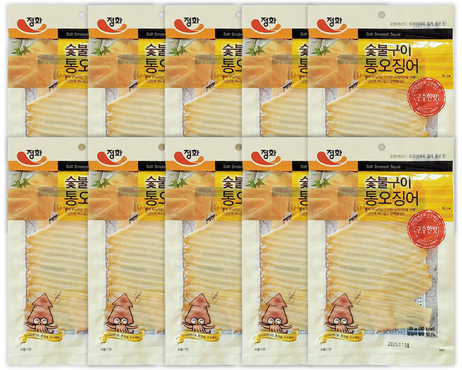 정화식품 숯불구이통오징어, 10개, 35g