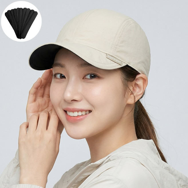 BELLEAURA 남여공용 기능성 투톤 리버서블 경량 숏캡 아웃도어 캠핑 등산 숏캡 (모자 오염방지패드 지급), 아이보리x블랙