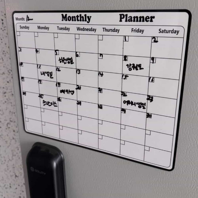 하우스픽 자석형화이트보드 자석 월간 메모보드