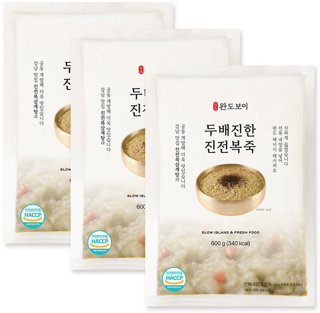 완도보이 두배진한 진 전복죽 600g 3팩, 없음, 3개