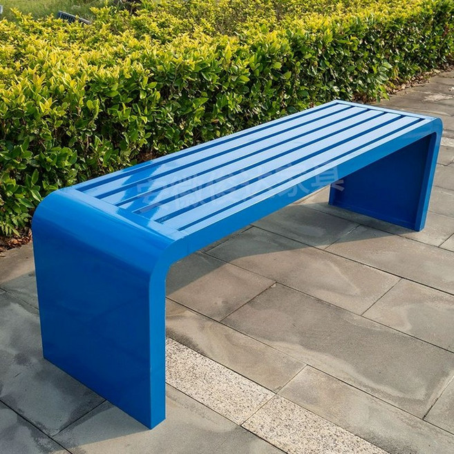 대기벤치 웨이팅 카페 벤치 디자인으로 철제 대기 야외용 대기의자, U자형 블루 2mx40cmx45cm