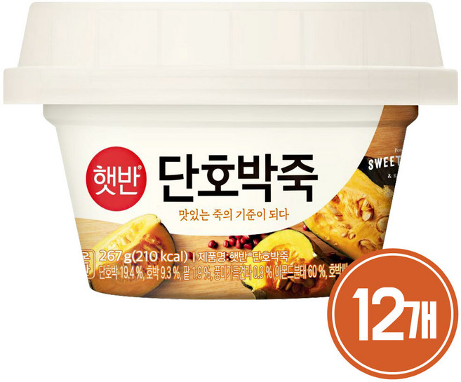 비비고 단호박죽, 280g, 12개