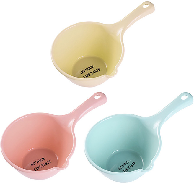 슈리팜 다용도 손잡이 물 바가지, 3개, 베이지+블루+핑크