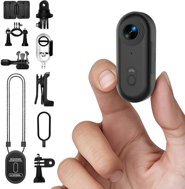 RUNHome 방수 4k 액션캠 WiFi 바디캠 유튜브 자전거 오토바이 + 64GB 메모리, 블랙