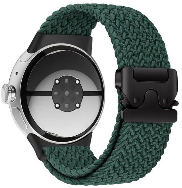 구글 픽셀 워치 4/3 45mm 밴드와 호환되는 브레이드 밴드 신축성 있는 나일론 통기성 스포츠 스트랩 픽셀 워치 4 45mm 밴드 남성 여성용 - 업그레이드된 낙하산 버클, 열대우림