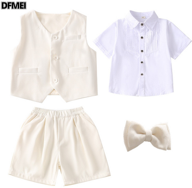 DFMEI 夏季新款男童帥氣小西裝套裝痞帥演出服花童男孩主持人小禮服