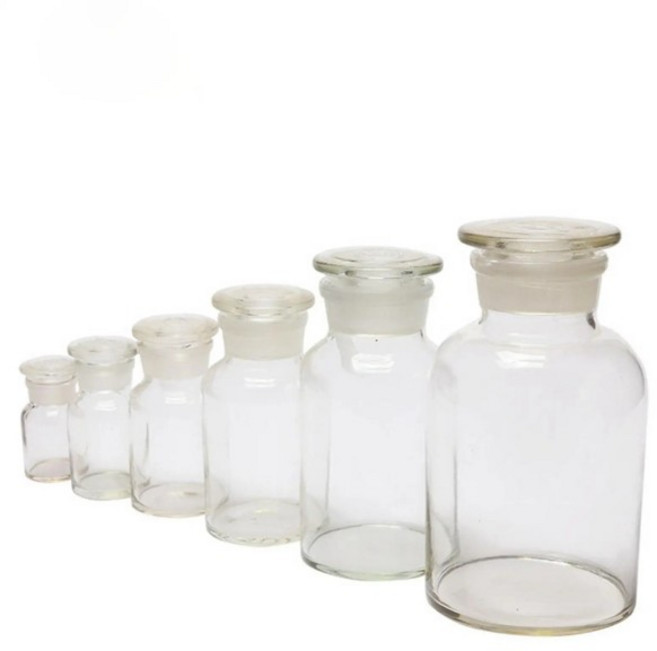 화학 실험 용품 투명 유리 항아리 넓은 마우스 시약병 교육 250 1000ml, 01 250ml