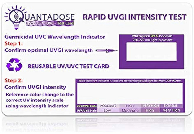 UV 강도 스트립이 UVA/UVB/UVC 빛에 민감한 2세대 퀀타도즈 재사용 가능한 UVC 빛 테스트 카드, 2세대 QuantaDose UVA/UVB/UVC 광에, 1개