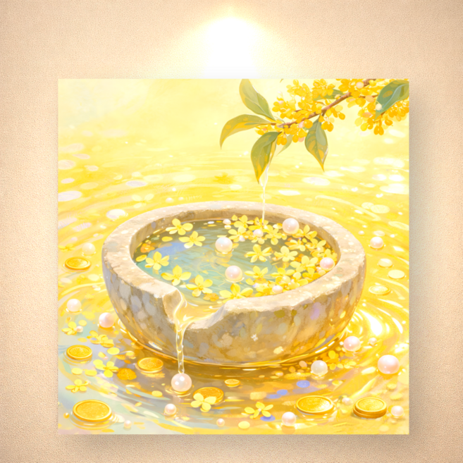 백앤아트 금빛우물 물그림 돈들어오는 풍수 재물운 인테리어 액자, 금빛우물그림