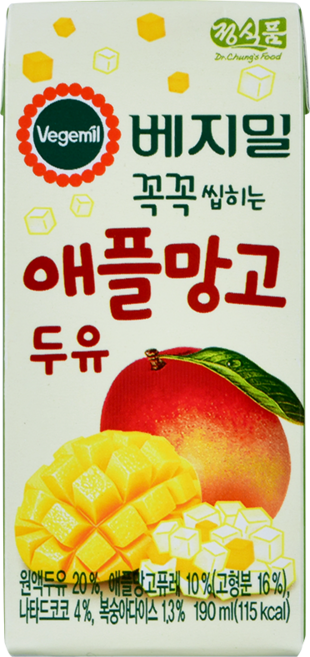 베지밀 과일이꼭꼭십히는 애플망고 190ml 64팩, 64개