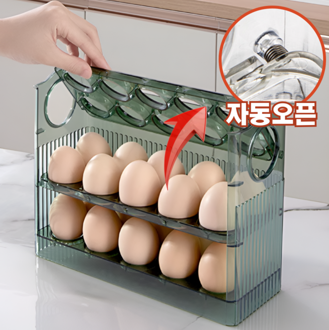 에너바인 자동오픈 냉장고 계란 트레이, 그린, 1개