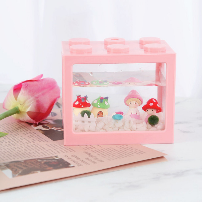 버섯나라 블럭 어항 세트 마리모 포함 베타 수조 키트 DIY, 03. 노랑, 1개