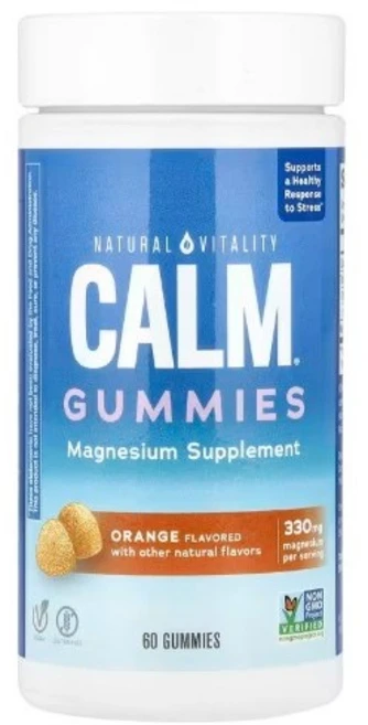 내추럴바이탈리티 캄 마그네슘 구미젤리 마그네슘보충제 피로회복 오렌지맛, 1개, 60정 - 쿠팡