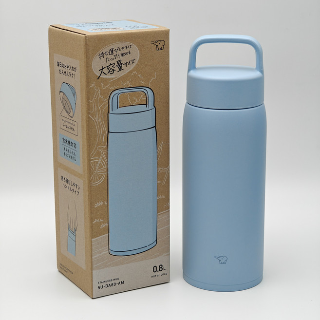象印不銹鋼真空吊環保溫杯 SU-DA80 SU-DA100, 霜藍色AM, 1個, 800ml