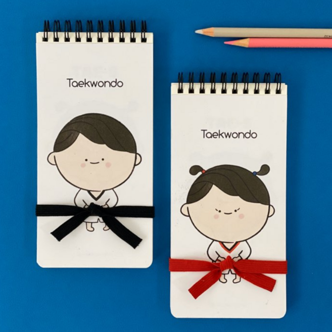 태권도 태권수첩 캐릭터 밴드 상철 수첩 초등학교 입학선물, A 태권소년 (흰색)