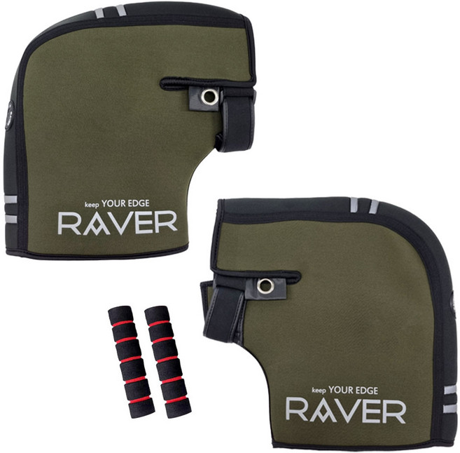 오토바이 겨울 핸들커버 방한토시 방풍 카키 벨크로 장갑+레버그립 세트