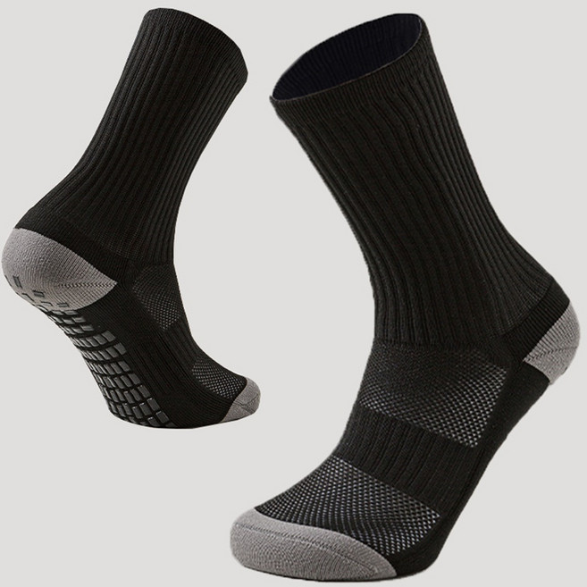 예삐스토어 논슬립 스포츠 중목 양말 미끄럼방지 쿠션 헬스 러닝 축구 농구 테니스, 블랙그레이, 1세트