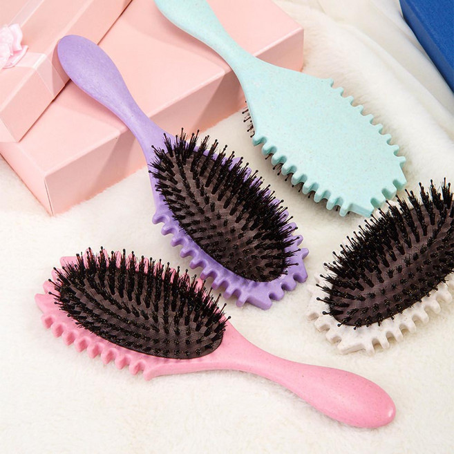 1/2구성 돈모 컬링 헤어 브러쉬 볼륨 컬링 패들 엉킴 방지 두피 마사지 빗 곱슬머리, 1개