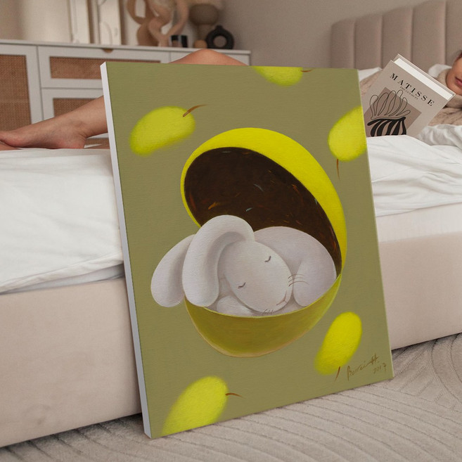 풍수 행운 행복토끼 2 일러스트 토끼그림 카페 아이방 인테리어 캔버스 그림액자 23종 12-23 집들이선물 아가방 데코 동물그림, 13.새근새근토끼