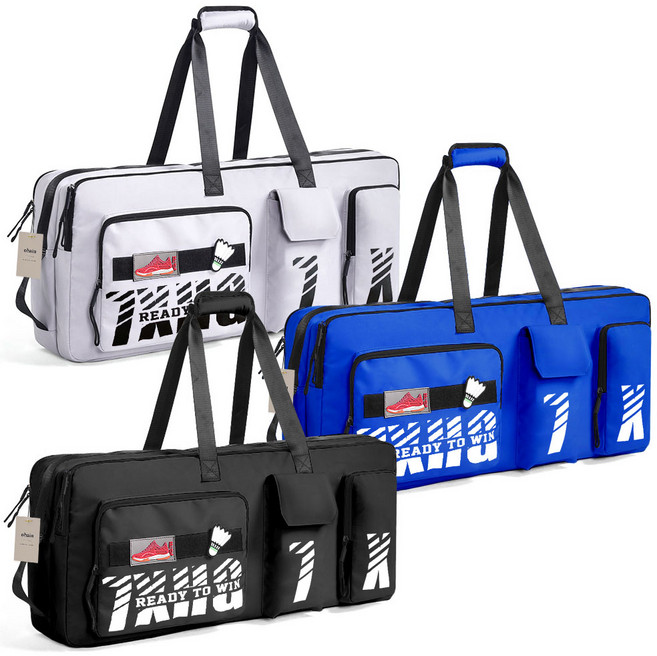 오하인 배드민턴 테니스 스쿼시 2단 대용량 라켓 가방, 그레이, 1개