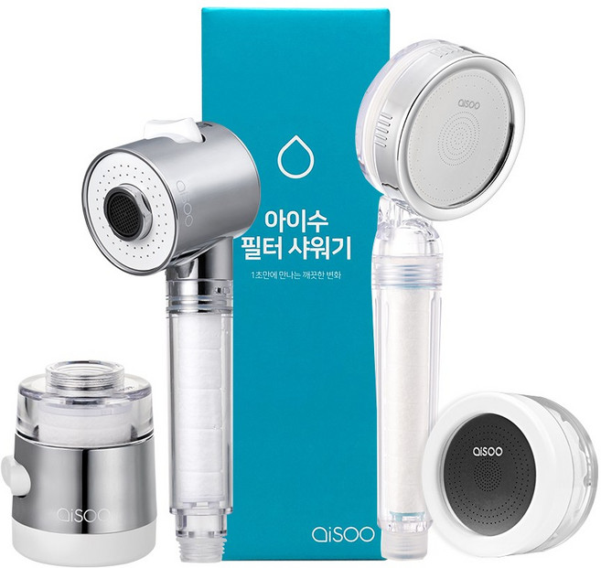 아이수 샤워기 헤드필터 세면대 필터 주방용 필터 싱크대 수전 수도 수돗물 녹물제거, 1개, 01_샤워기필터 본품세트