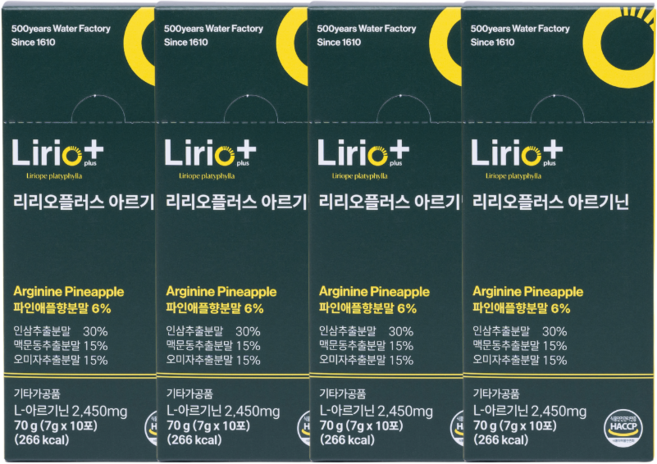 리리오플러스 아르기닌 건강음료 수분보충 활력 갈증해소 생맥산 에너지 스포츠음료, 70g, 4박스