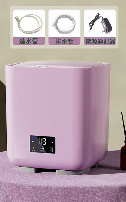 家用雙桶全自動嬰兒小型滾筒掛壁迷你內衣褲洗衣機桌面洗烘一體機, 旗艦版-紫色7升+自動上下水+藍光+脫水+超大動力+臭氧+電:1個