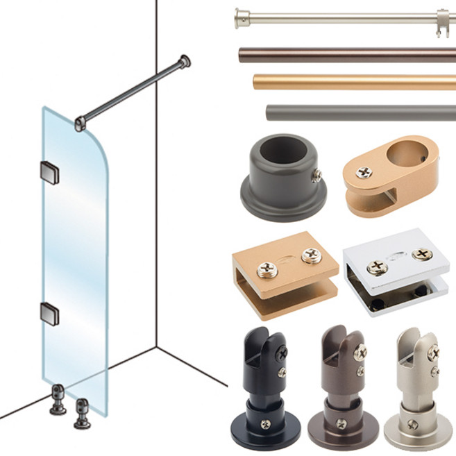 욕실파티션부품 샤워부스부속 유리브라켓 홀더, 08.AL파이프19 부속세트1M 그레이, 1개