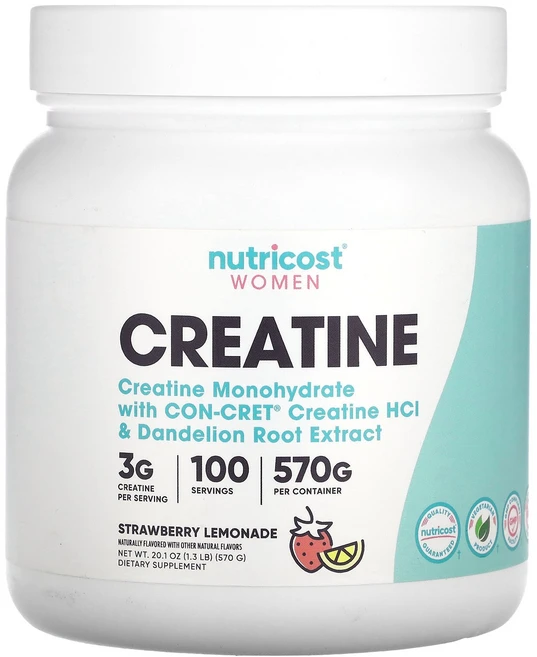 뉴트리코스트 여성 크레아틴 3g 크랜베리 우바우루시 함유 딸기 레모네이드 파우더 570g, 1개 - 쿠팡