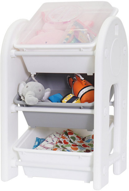 [루나스토리] 59cm 미니 정리함 장난감 베이비룸 수납 3단 정리함 (3종), 그레이, 1개