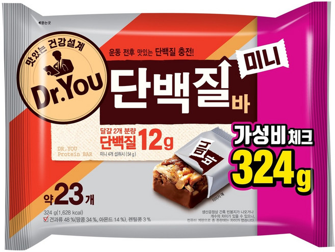 오리온 닥터유 단백질바 미니 초코바, 324g, 3개
