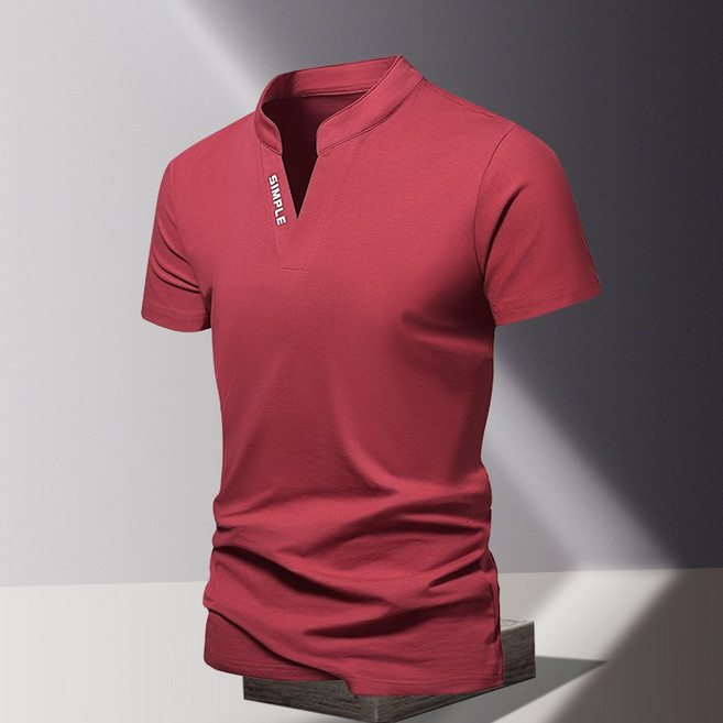 純棉短袖翻領Polo衫 男士商務休閒上衣 2024新款, 紅色