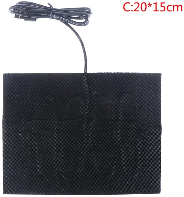 USB 1인 미니 캠핑용 차량용 여행용 온열매트 슈퍼싱글 허리 캠핑 온열 전기 매트 장판 따뜻한 패드 빠른 가열 히터 애완 동물 쿠션 워머 천 조끼 신발 5, 20x15cm, 1개