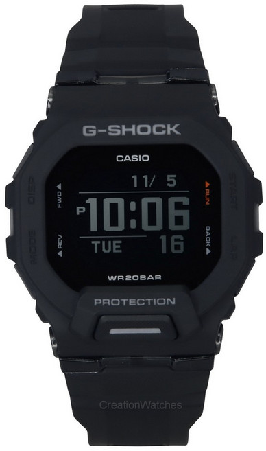 카시오 G-Shock G-Squad 디지털 스마트폰 링크 블랙 레진 스트랩 쿼츠 GBD-200-1 200M 남성용 시계