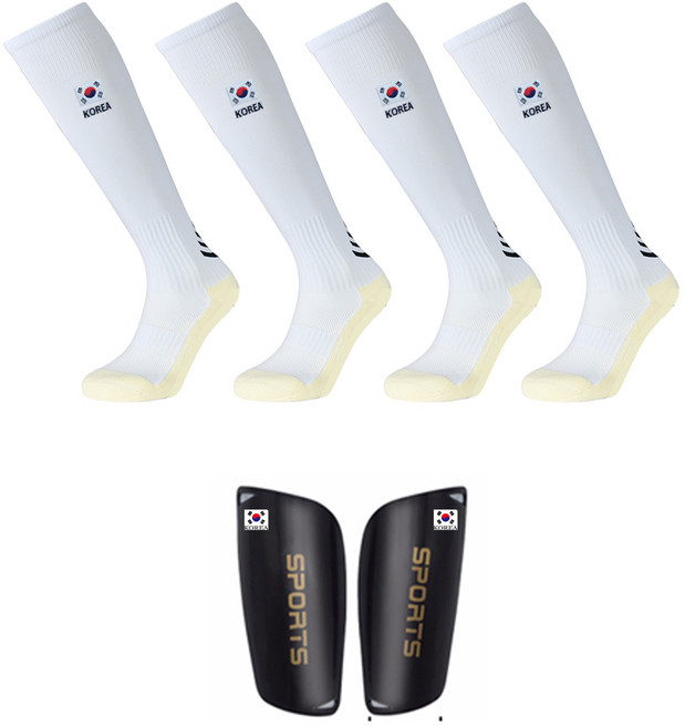 우리끼리 태극기 자수 논슬립 아동 축구 양말 WBKSS1, 양말2종+정강이보호대1개, 3개